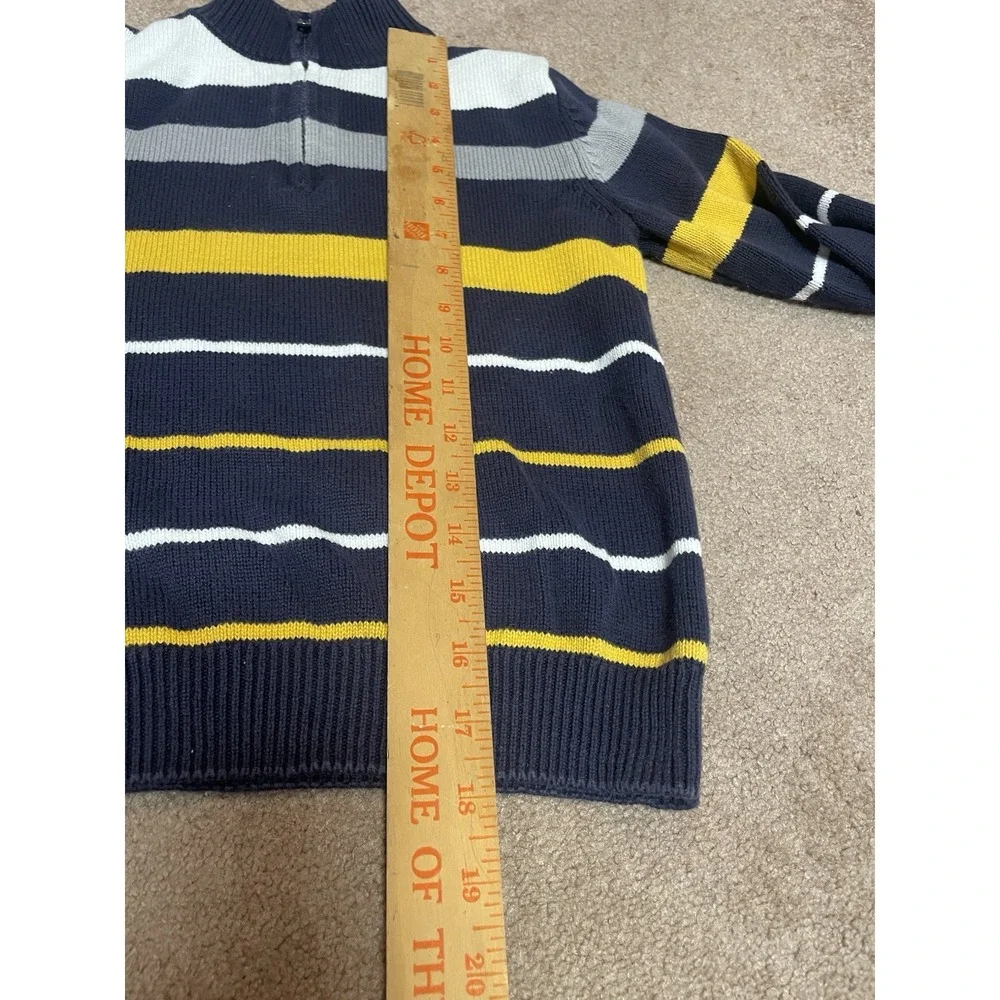 Gymboree Boys Size‎ S 5/6 Cotton Pullover Sweater Blue Yellow Gray White 1/4 Zip